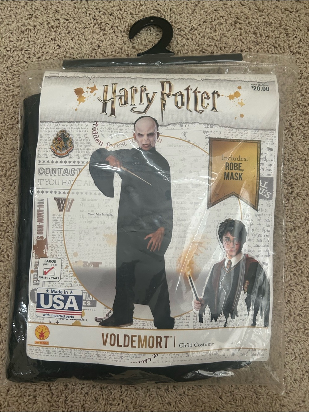 New Harry Potter Voldemort Rubies Child Costume Kids L Large age 8-10 Robe Mask